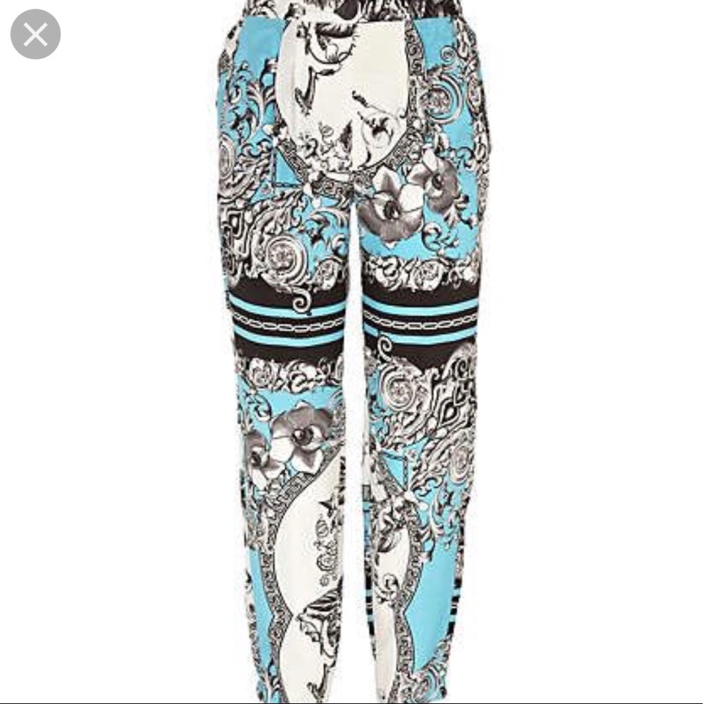 Scarf print graphic jogger style pants